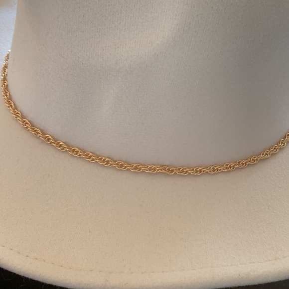 Anthropologie gold link trimmer ivory hat one size new